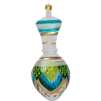 Vánoční ozdoba Koulier Vánoční ozdoba Secese - amfora čirá s modrou vitráží 1ks