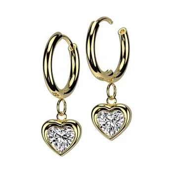 Náušnice OPN1983-GD Zlacené ocelové náušnice srdíčka
