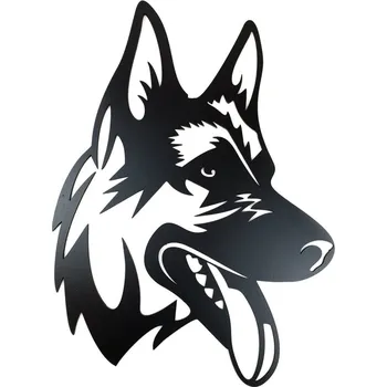 Dřevěná dekorace Vlčák černá - 67 x 47 cm