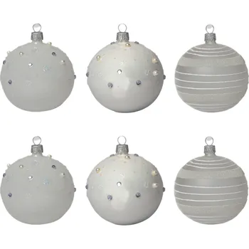 Vánoční ozdoba Koulier Skleněné vánoční ozdoby basic Bianco - Bianco led, 6 ks