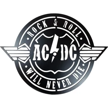 Dřevěná dekorace AC/DC černá - 67 x 50 cm