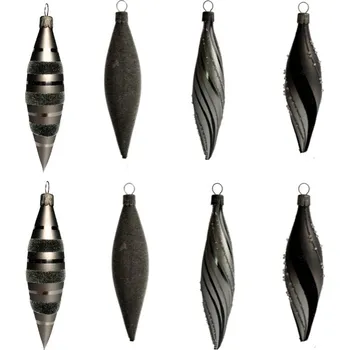 Vánoční ozdoba Koulier Skleněné vánoční ozdoby basic Nero - Nero rakety, 8 ks