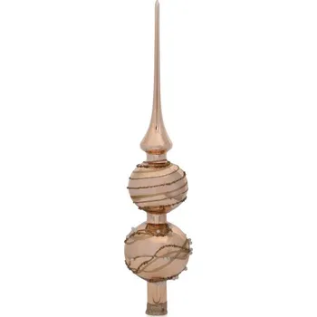 Vánoční ozdoba Koulier Skleněné vánoční ozdoby basic Caramel - Caramel lesklá špice s linkami, 1 ks