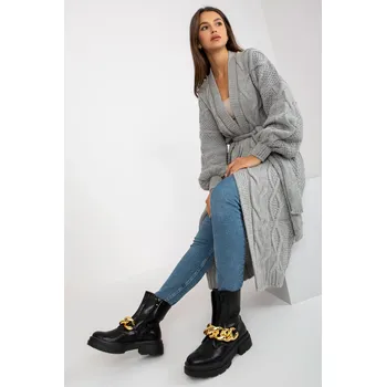 Dámský svetr Dámský dlouhý pletený svetr LC-SW-8020.16P světle šedý uni