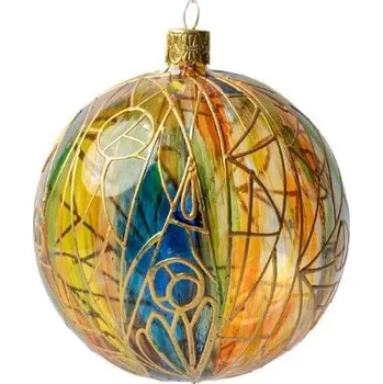 Vánoční ozdoba Koulier Vánoční ozdoba Secese Zlatomodrá s vitráží, 1 ks
