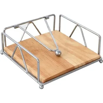 Kovový držák ubrousků s těžítkem do kuchyně | designový organizér na ubrousky - Stříbrný