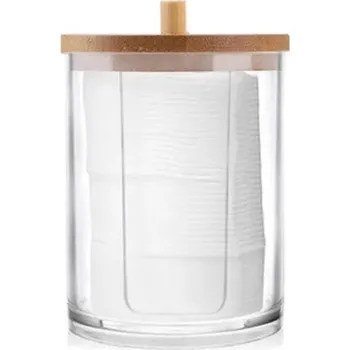 Organizér na kosmetiku Bambusový organizér na vatové tampony a kosmetické potřeby | Makeup taštička, Koupelnový box - A