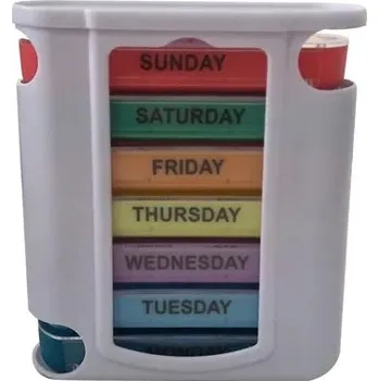 Dávkovač léků Velký týdenní dávkovač léků | organizér na léky - B-Bílá-Barevná