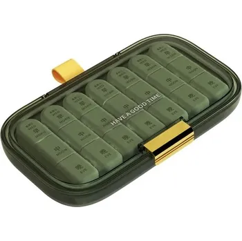 Lékárnička Přenosná lékárnička pro léky | cestovní organizér na léky - Zelená-Velká