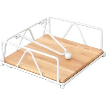 Kovový držák ubrousků s těžítkem do kuchyně | designový organizér na ubrousky - Bílý