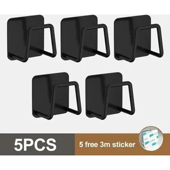 Držák na houbičky z nerezové oceli | kuchyňský držák, úložný organizér - 5ks černé