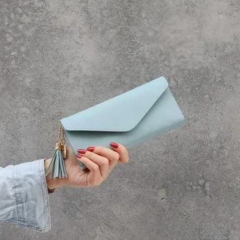 Peněženka Dámská peněženka se zipem černá dlouhá | dámská taštička na peníze - modrý