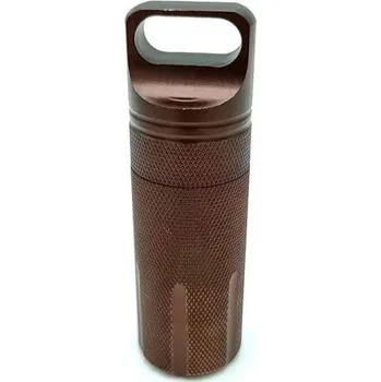 Dávkovač léků Alu vodotěsná přenosná outdoor lékovka | cestovní organizér na léky | mini cestovní lékárníčka - hnědý