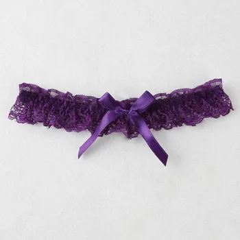 Svatební dekorace Svatební krajkový podvazek pro nevěsty | doplněk pro svatební noc - Fialová C