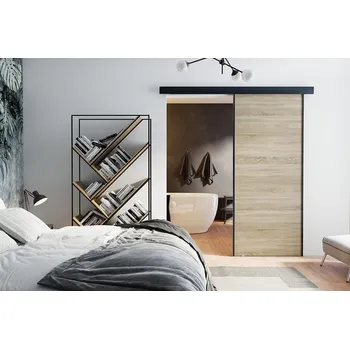 Interiérové dveře VILEN DOOR Posuvné dveře na stěnu MARTI (Černá garnýž) (komplet)- Antracit, 76/205 cm