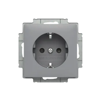 Elektrická zásuvka ABB ZONI Zásuvka 6620T-A07657 241 jednonásobná s bočními kontakty, s clonkami šedá 6620T-A07657 241