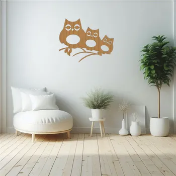 Dekorace na zeď - Soví rodinka