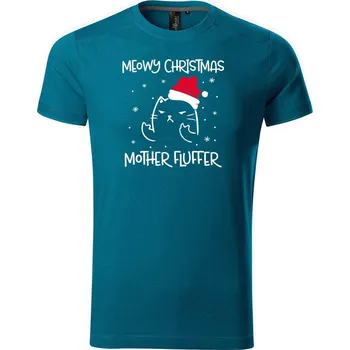 Pánské tričko DOBRÝ TRIKO Pánské tričko Vánoční kočka Velikost: 2XL, Barva: Petrolejová