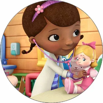 Jedlá dekorace na dort Jedlý papír Doktorka Plyšáková a nemocná panenka 19,5 cm