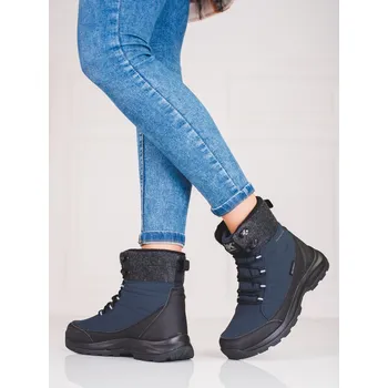 Dámská zimní obuv Pohodlné modré sněhule dámské bez podpatku 36