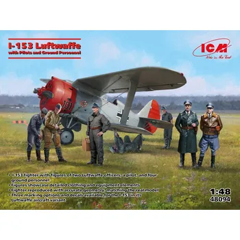 Plastikový model 1/48 I-153 Luftwaffe w/ Pilots & Ground Personnel