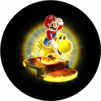 Jedlá dekorace na dort Jedlý papír Super Mario na dinosaurovi 19,5 cm