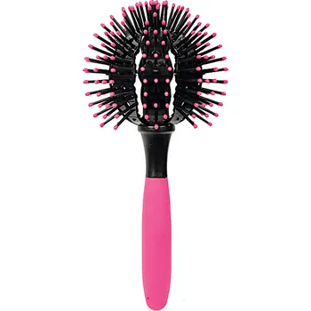 kartáč na vlasy 3D kulatý kartáč pro vlnité účesy Eurostil Professional - černo-růžový, 63 mm (04968) + dárek zdarma