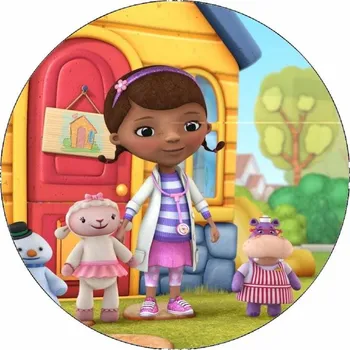 Jedlá dekorace na dort Jedlý papír Doktorka Plyšáková a zvířátka 19,5 cm