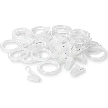 Wooline Plastové záclonové žabky a kroužky pro garnýže Ø 16mm, průhledné