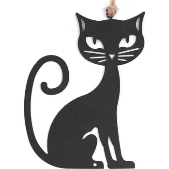 Černá plechová kočka - dekorace i záložka