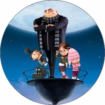 Jedlá dekorace na dort Jedlý papír Já, padouch Gru a holčičky 19,5 cm