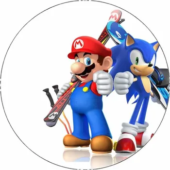 Jedlá dekorace na dort Jedlý papír Sonic a Super Mario 19,5 cm