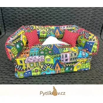 Papírový kapesník Kanape - látkový obal na hygienické kapesníčky - domečky (Kanape na hygienické kapesníky, opakovaně použitelná dekorace bytu.)