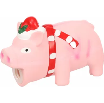 Hračka pro psa Flamingo Ishaan Vánoční hračka pro psy růžové prasátko 14cm