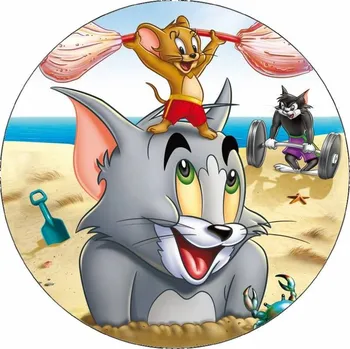 Jedlá dekorace na dort Jedlý papír Tom a Jerry na pláži 19,5 cm