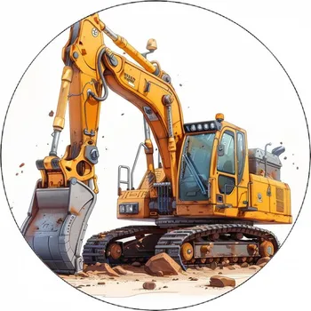 Jedlá dekorace na dort Jedlý papír bagr 19,5 cm