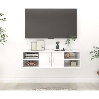 police vidaXL Nástěnná police bílá s vysokým leskem 102x30x29 cm dřevotříska