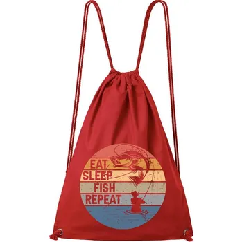 DOBRÝ TRIKO Bavlněný batoh Eat sleep fish Barva: Červená