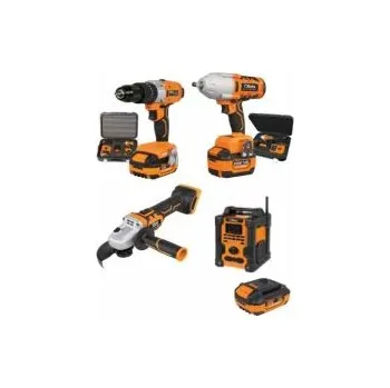 Sada 20V aku vrtačky s příklepem rázového utahováku, úhlové brusky a r