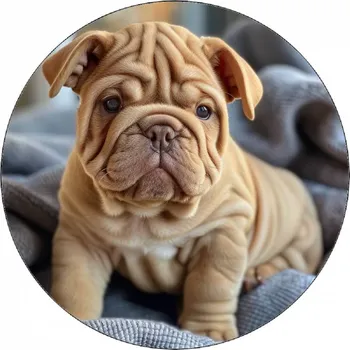 Jedlá dekorace na dort Jedlý papír štěně buldoka foto 19,5 cm