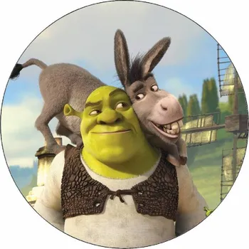 Jedlá dekorace na dort Jedlý papír Shrek a oslík 19,5 cm