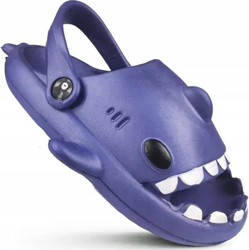 Chlapecká obuv Pěnové Pantofle Lehké Dětské Nazouváky s Žralokem Granátové Barvy 30/31