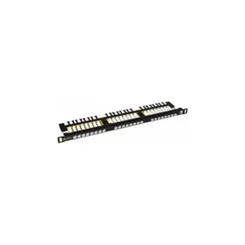 Patch panel Solarix 19" Patch panel 24xRJ45 CAT6 UTP s vyvaz.lištou černý 0,5U, SX24HD-6-UTP-BK