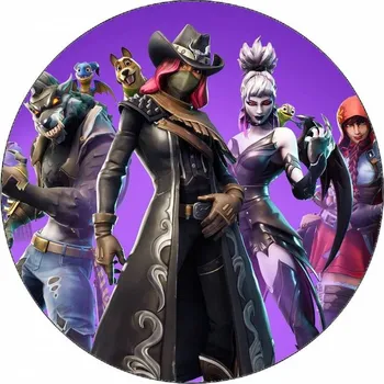 Jedlá dekorace na dort Jedlý papír Fortnite hrdinové 19,5 cm