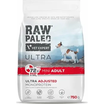 Krmivo pro psa RAW PALEO ULTRA BEEF ADULT MINI - suché krmivo s hovězím masem pro dospělé psy malých plemen Balení.: 750 g