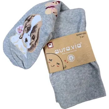 Aura Via Dětské punčocháče motiv Pes šedé 4-6 let