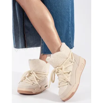 Dámská zimní obuv Pěkné dámské hnědé sněhule platforma 36