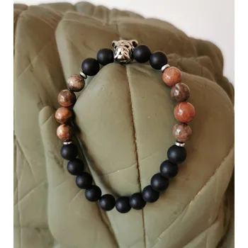 Náramek Handmade Minerální náramek Onyx se psem
