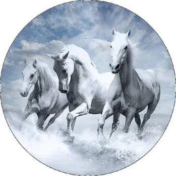 Jedlá dekorace na dort Jedlý papír bílí koně ve vlnách 19,5 cm