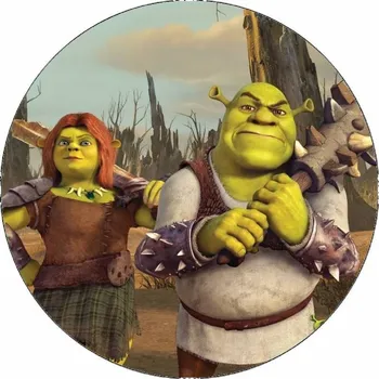 Jedlá dekorace na dort Jedlý papír Shrek a Fiona 19,5 cm
